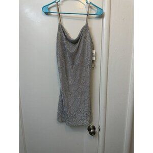 $1196 L'Agence Women's Silver Chainmail Cowl Neck Benson Mini Dress Size 00
